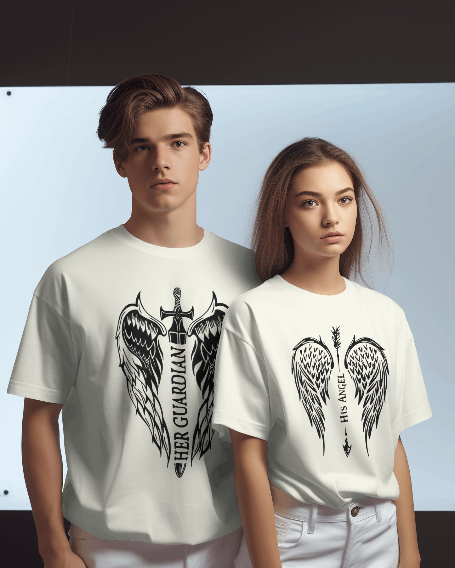Her Gaurdian/His Angel - Couple T-Shirt